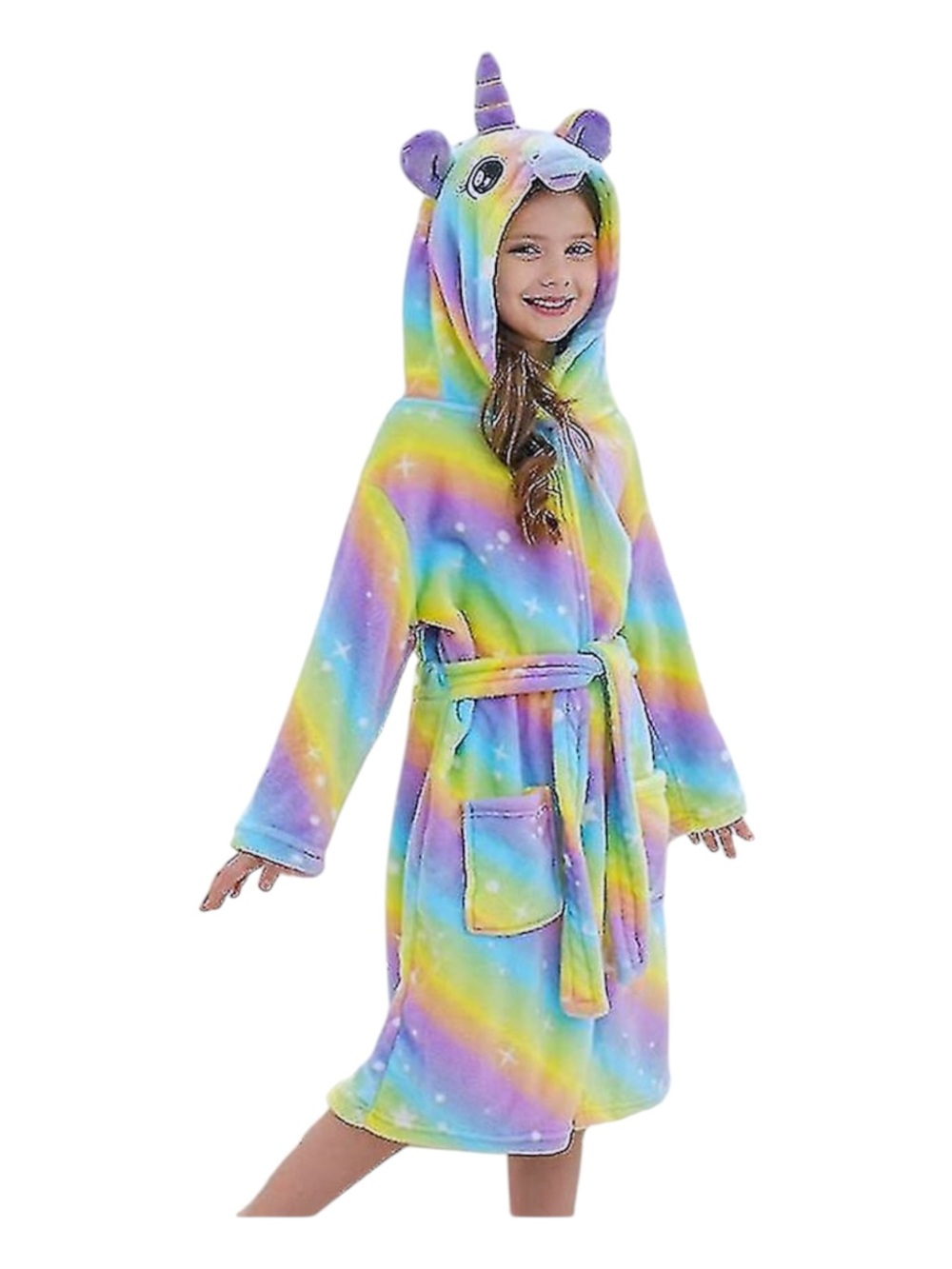 Girls Hooded Unicorn Novelty Robe 10-11